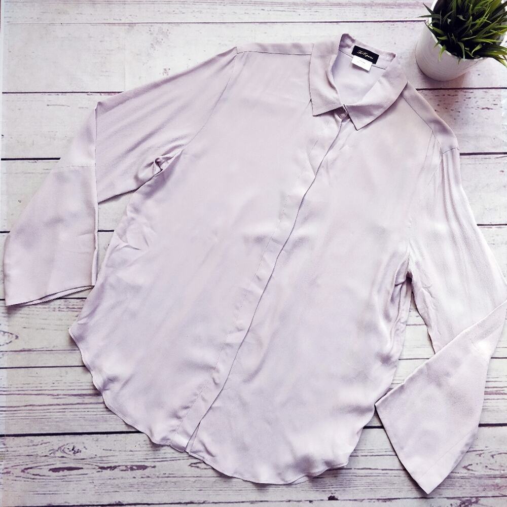 LES COPAINS Pale Purple Silk Acetate Button Down Shirt Eur 46 US 12 EUC